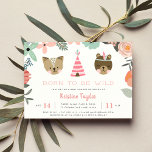 Invitation au Baby shower sauvage de bois<br><div class="desc">Les invitations adorables à la douche pour bébé pour votre animal sauvage sur le chemin comprennent une bordure fleurie de saumons, une paire d'animaux de bébé en bois doux et une illustration de tipi rose. "Né pour être sauvage" apparaît dans les lettres de pêche, avec vos détails baby showers en...</div>