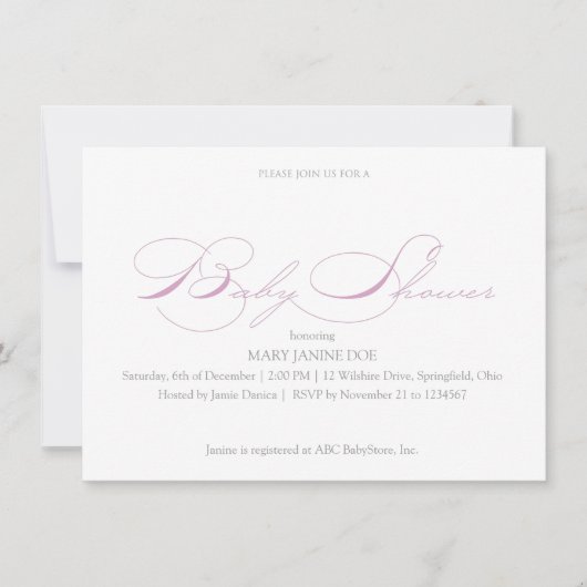 Invitation au Baby shower simple Lilac (Devant)
