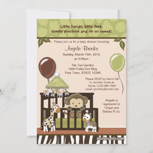 Invitation au Baby shower singe (Devant)