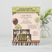 Invitation au Baby shower singe (Debout devant)