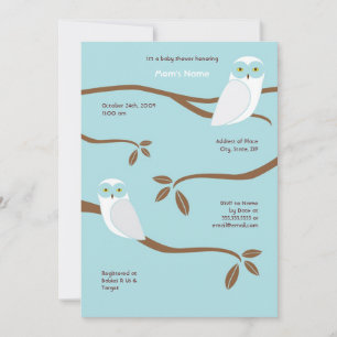 Invitation au Baby shower Snowy Owl - Blue