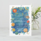 Invitation au Baby shower solaire de l'espace plan (Debout devant)