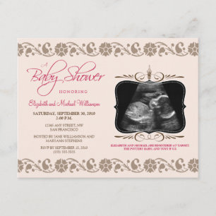 Invitation au Baby shower Sonogramme (rose)