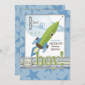 Invitation au Baby shower spatial (Devant / Derrière)