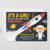 Invitation au Baby shower spatial de Rocket Girl (Devant)