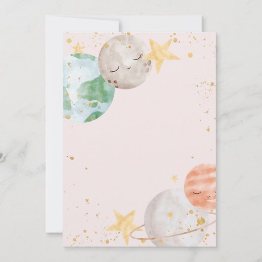 Invitation au Baby shower spatial pour filles (Dos)