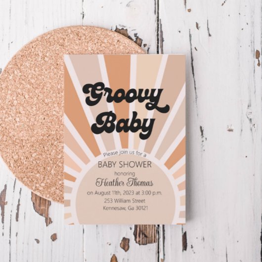 Invitation au Baby shower Sunshine Retro super Bab