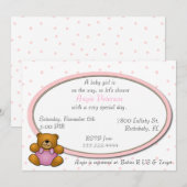 Invitation au baby shower Teddy Bear (Devant / Derrière)