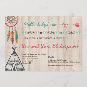 Invitation au Baby shower tribal
