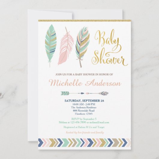 Invitation au Baby shower tribal / Baby shower Boh (Devant)