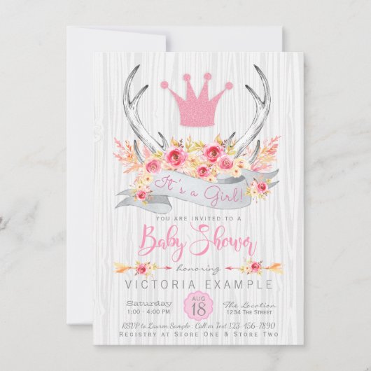 Invitation au Baby shower tribal Boho Princess Ant (Devant)