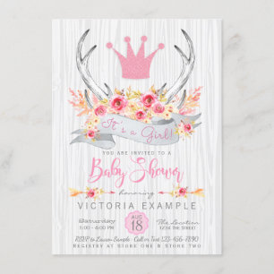 Invitation au Baby shower tribal Boho Princess Ant