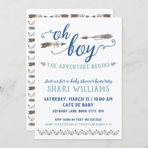 Invitation au Baby shower tribal Oh Boy