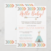 Invitation au Baby shower tribal | Saupoudrer Teep (Devant / Derrière)