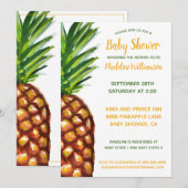 Invitation au Baby shower tropical de l'ananas (Devant / Derrière)