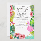 Invitation au Baby shower tropical flamingle (Devant)