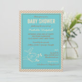 Invitation au Baby shower Turquoise du nid d'oisea (Debout devant)