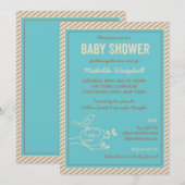 Invitation au Baby shower Turquoise du nid d'oisea (Devant / Derrière)