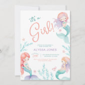 Invitation au Baby shower Turquoise et pourpre de  (Devant)