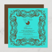 Invitation au Baby shower Turquoise Vintage Frame (Devant / Derrière)