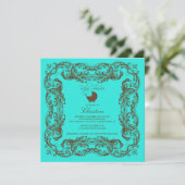 Invitation au Baby shower Turquoise Vintage Frame (Debout devant)