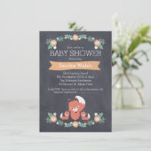 Invitation au Baby shower Twin Fox neutre pour le  (Debout devant)