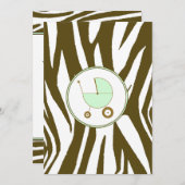 Invitation au Baby shower vert (Devant / Derrière)