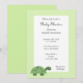 Invitation au Baby shower vert de la tortue (Devant / Derrière)