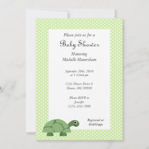 Invitation au Baby shower vert de la tortue