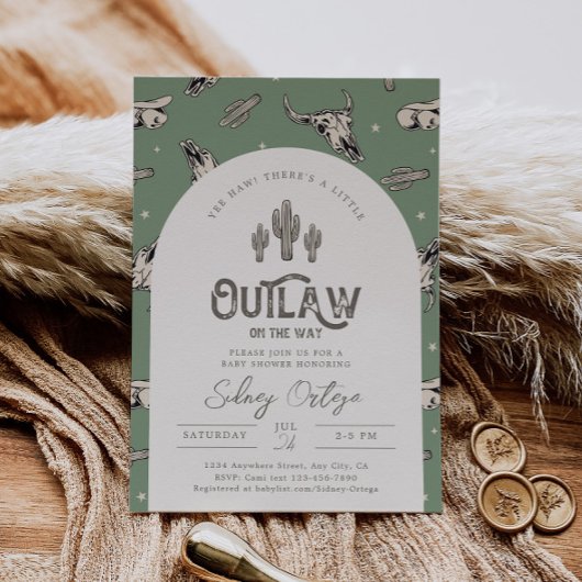 Invitation au Baby shower vert de l'Ouest