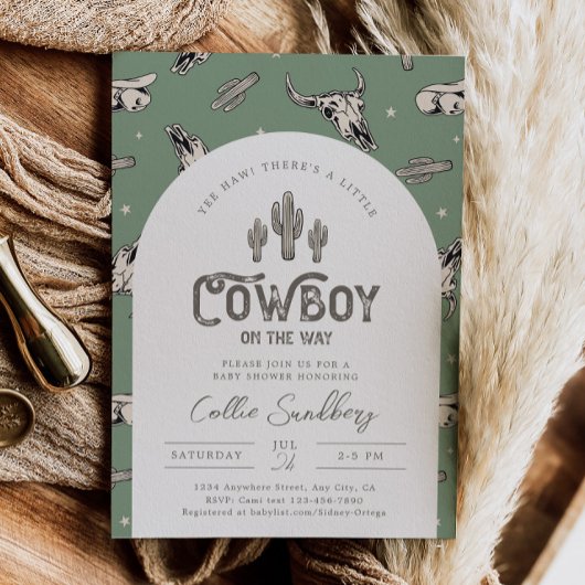 Invitation au Baby shower vert de l'Ouest