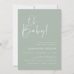Invitation au Baby shower vert de taille minimale