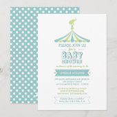 Invitation au Baby shower vert du Carnaval du Cirq (Devant / Derrière)