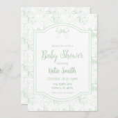 Invitation au Baby shower vert neutre pour les fem (Devant / Derrière)
