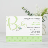 Invitation au Baby shower vert pour bébé Texte (Debout devant)