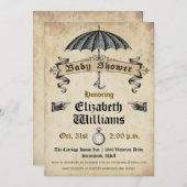 Invitation au Baby shower Vintage (Devant / Derrière)