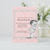 Invitation au Baby shower Vintage (Debout devant)