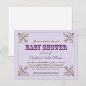 Invitation au Baby shower Vintage Lavender (Devant / Derrière)