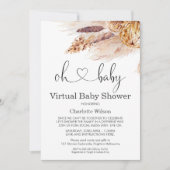 Invitation au Baby shower virtuel Boho Pampas Gras (Devant)