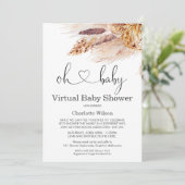 Invitation au Baby shower virtuel Boho Pampas Gras (Debout devant)