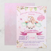 Invitation au Baby shower virtuel de l'Unicorne Wa (Devant / Derrière)
