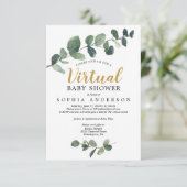 Invitation au Baby shower virtuel Eucalyptus (Debout devant)