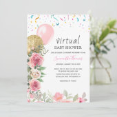 Invitation au baby shower virtuel floral (Debout devant)