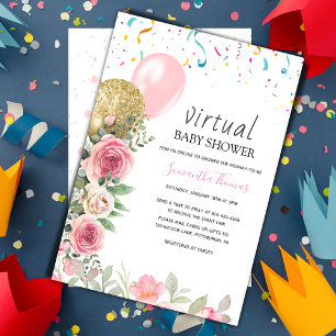 Invitation au baby shower virtuel floral