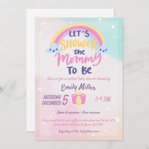 Invitation au Baby shower virtuel Rainbow