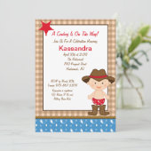 Invitation au Baby shower Western Little Cowboy (Debout devant)
