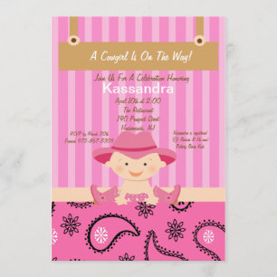Invitation au Baby shower Western Little Cowgirl