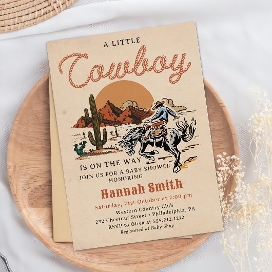 Invitation au Baby shower Wild West Western Cowboy
