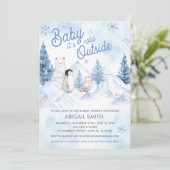 Invitation au Baby shower Winter Wonderland (Debout devant)