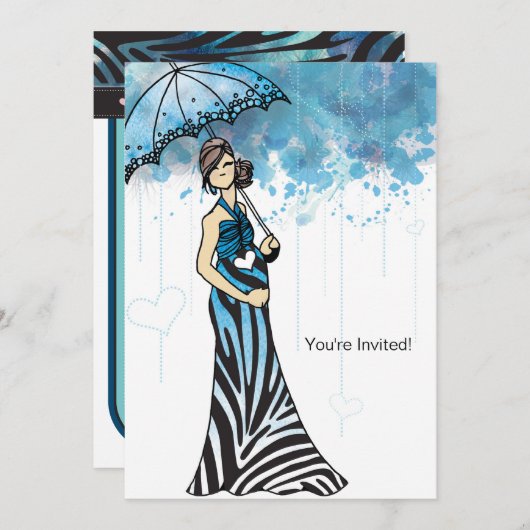 Invitation au Baby shower Zebra (Devant / Derrière)